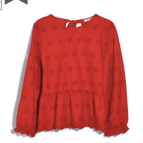 Madewell Tops - NEW Madewell Eyelet Keyhole Peplum Top